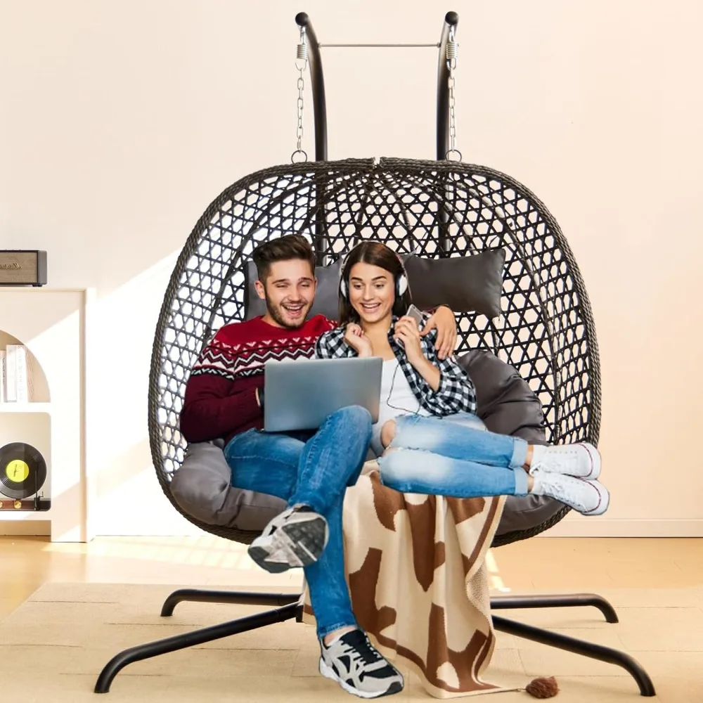 Double swing chair with stand, foldable willow hanging, outdoor garden terrace, detachable cushion swing chair
Double swing chair with stand, foldable willow hanging, outdoor garden terrace, detachable cushion swing chair