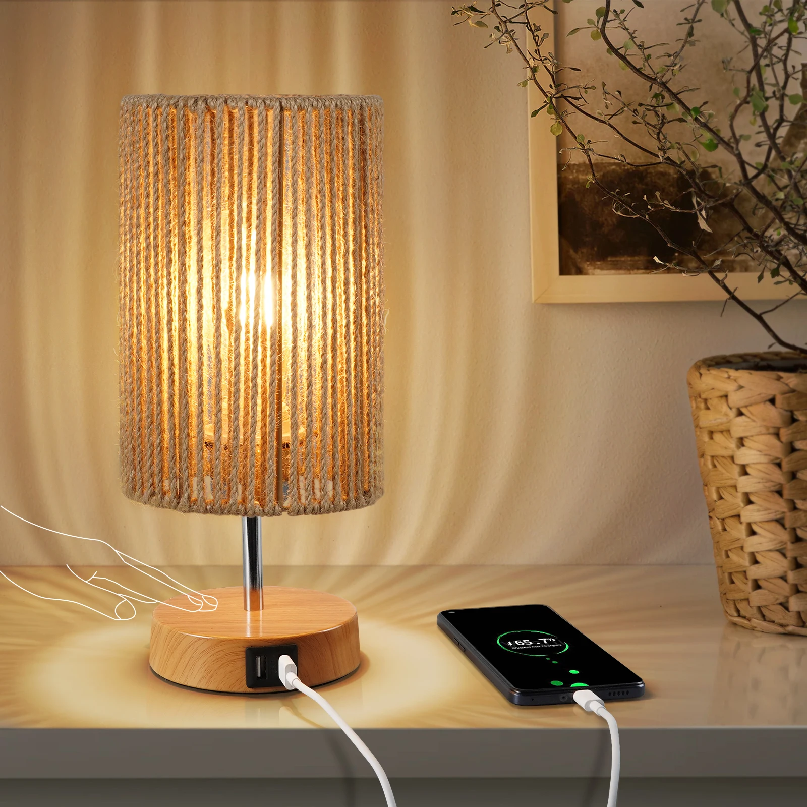 HYMELA Touch Table Lamp with E26 Bulb Adjustable Brightness 2700K Bedside Lamp with USB Charging Ports for Bedroom Desktop Decor
HYMELA Touch Table Lamp with E26 Bulb Adjustable Brightness 2700K Bedside Lamp with USB Charging Ports for Bedroom Desktop Decor