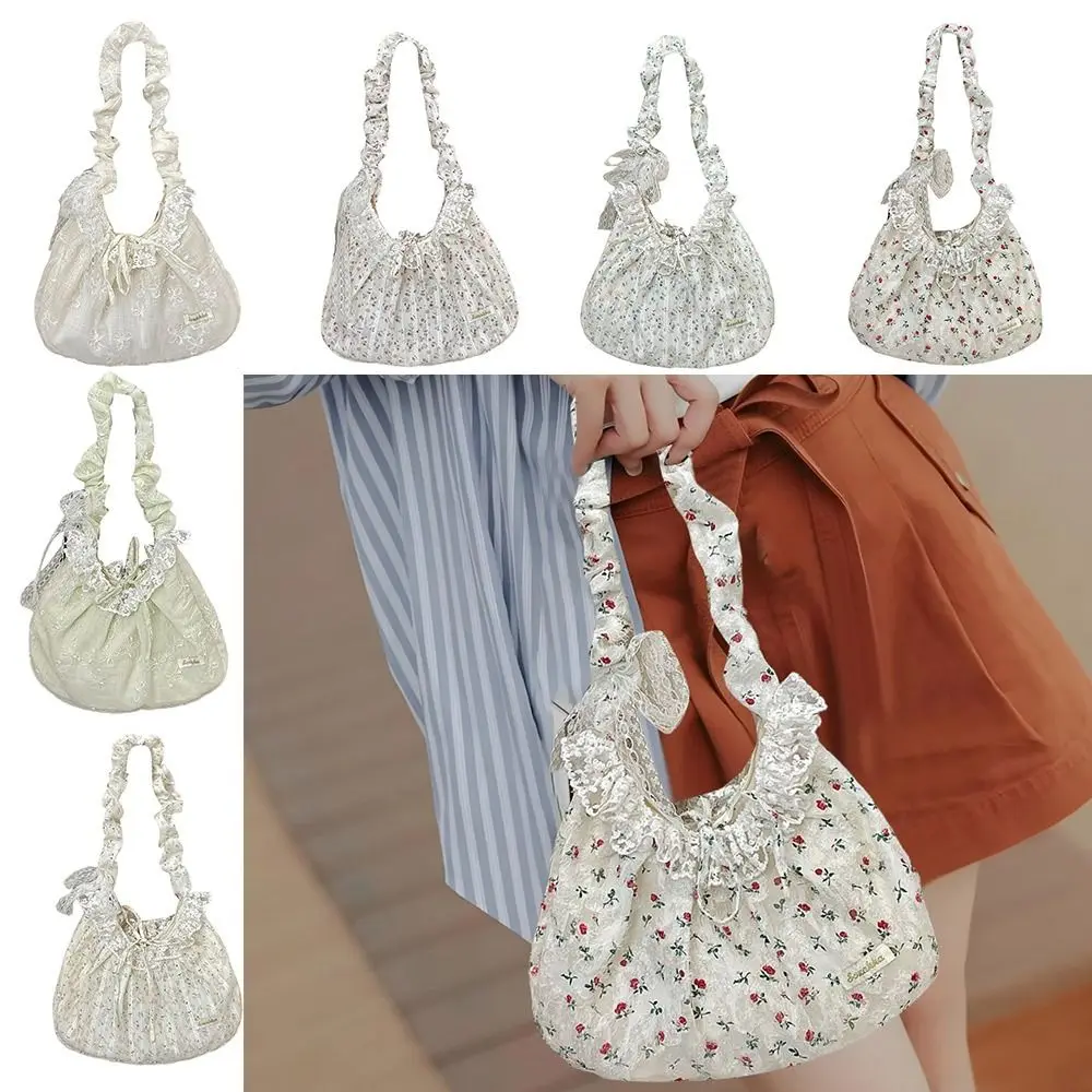 Literary Rose Floral Lace Crossbody Bags Large Capacity Wrinkled Shoulder Strap Bowknot Underarm Bag Student Shopping Bag
Literary Rose Floral Lace Crossbody Bags Large Capacity Wrinkled Shoulder Strap Bowknot Underarm Bag Student Shopping Bag