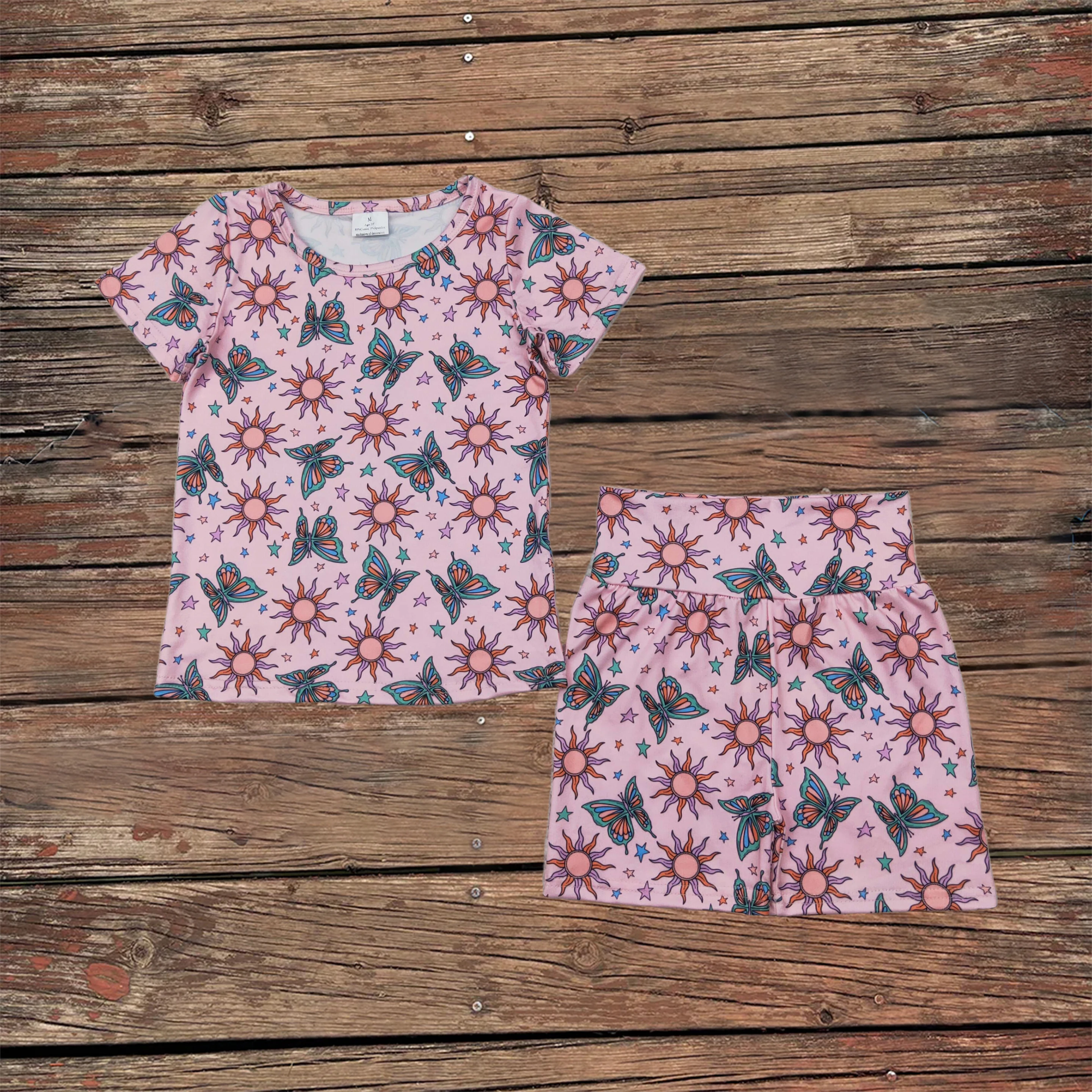 Wholesale Baby Girl Clothes Children Summer Outfits Toddler Short Sleeves Butterfly Suns Stars Shirt Kids Shorts Pajamas Sets
Wholesale Baby Girl Clothes Children Summer Outfits Toddler Short Sleeves Butterfly Suns Stars Shirt Kids Shorts Pajamas Sets