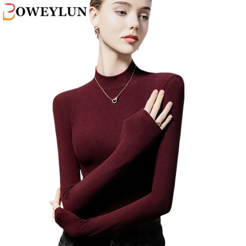 BOWEYLUN Brushed Half-high Neck Bottoming Shirt Female Autumn and Winter New Solid Warm Long-sleeved T-shirt Tops Women
BOWEYLUN Brushed Half-high Neck Bottoming Shirt Female Autumn and Winter New Solid Warm Long-sleeved T-shirt Tops Women