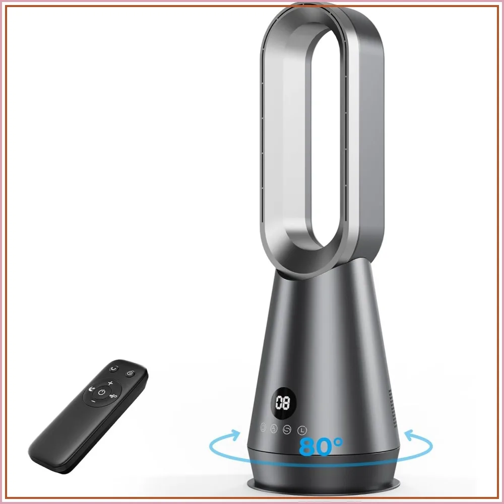 22 Inch Bladeless Tower Fan with Remote, 8 Speeds, 1-9H Timer, Low Noise, 80° Oscillation for Home Office
22 Inch Bladeless Tower Fan with Remote, 8 Speeds, 1-9H Timer, Low Noise, 80° Oscillation for Home Office