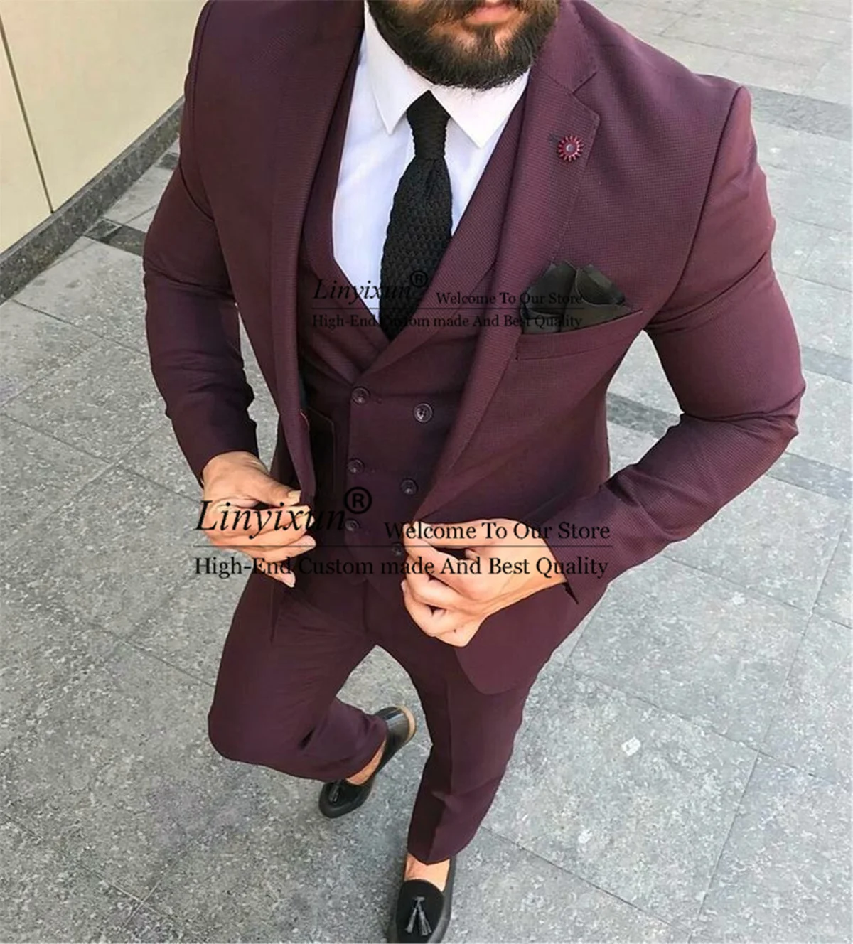 Formal Burgundy Wedding Suits For Men Slim Fit Groom Tuxedos 3 Pieces Set Business Male Working Blazers Vest Pants Costume Homme
Formal Burgundy Wedding Suits For Men Slim Fit Groom Tuxedos 3 Pieces Set Business Male Working Blazers Vest Pants Costume Homme