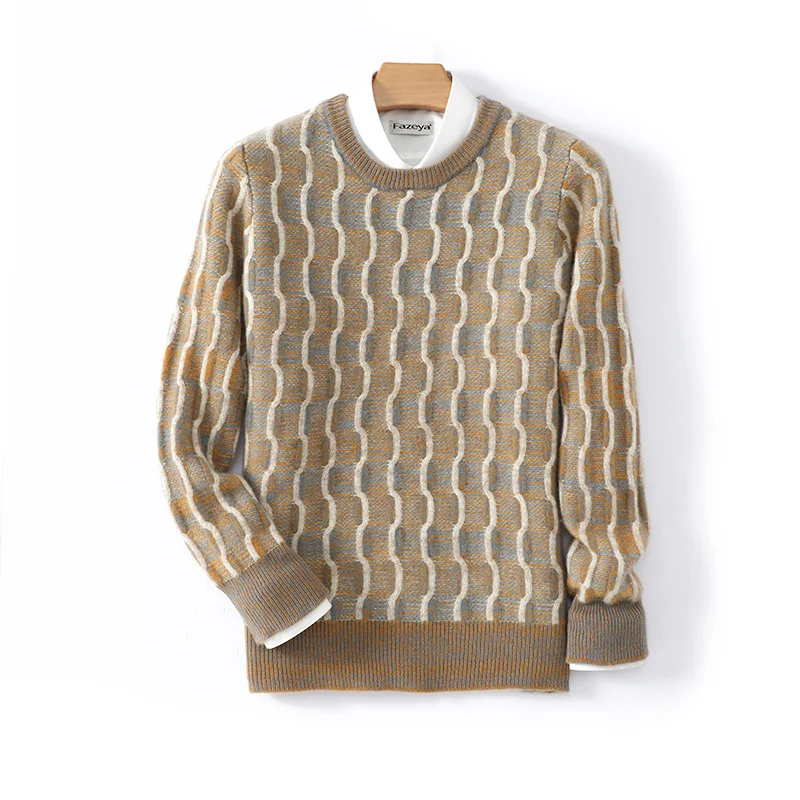 Осень-зима, новый свитер из 100% чистой шерсти, мужской свитер с круглым вырезом, цветной блок, утолщенный повседневный пуловер, трикотажная базовая рубашка
Осень-зима, новый свитер из 100% чистой шерсти, мужской свитер с круглым вырезом, цветной блок, утолщенный повседневный пуловер, трикотажная базовая рубашка