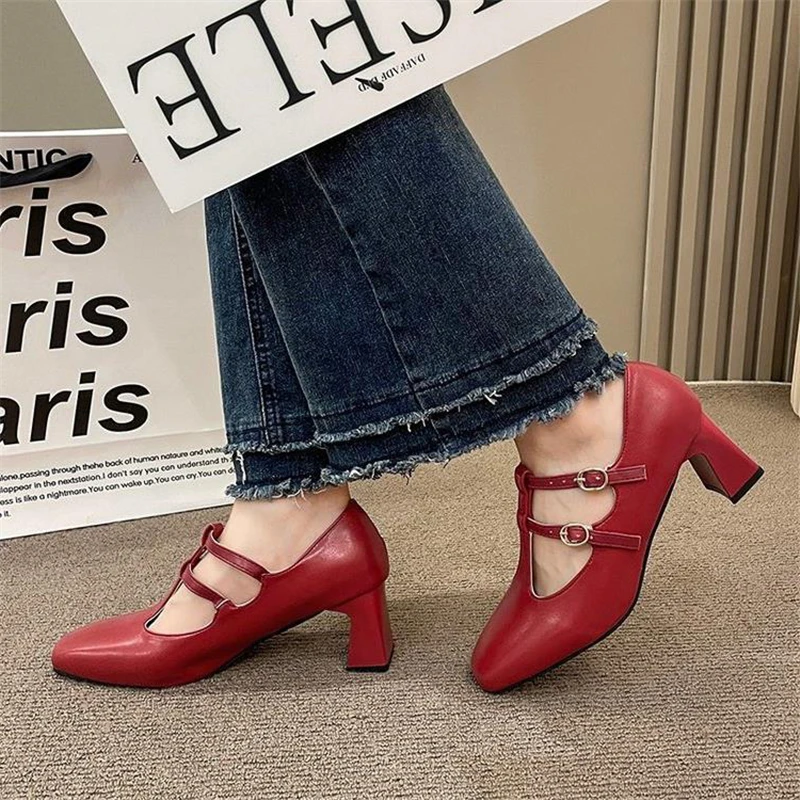 Red Mary Jane Female Pumps Thick High Heels Double Buckle Shoes Women's Lolita Square Toe Spring Fashion Party Leather Shoes New
Red Mary Jane Female Pumps Thick High Heels Double Buckle Shoes Women's Lolita Square Toe Spring Fashion Party Leather Shoes New