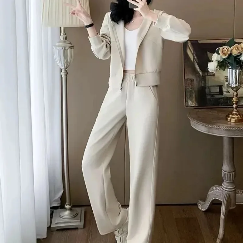 Женский спортивный костюм, весна-осень 2024, новый повседневный модный свитер с капюшоном, куртка на молнии, топы и широкие брюки, комплект из двух предметов
Женский спортивный костюм, весна-осень 2024, новый повседневный модный свитер с капюшоном, куртка на молнии, топы и широкие брюки, комплект из двух предметов