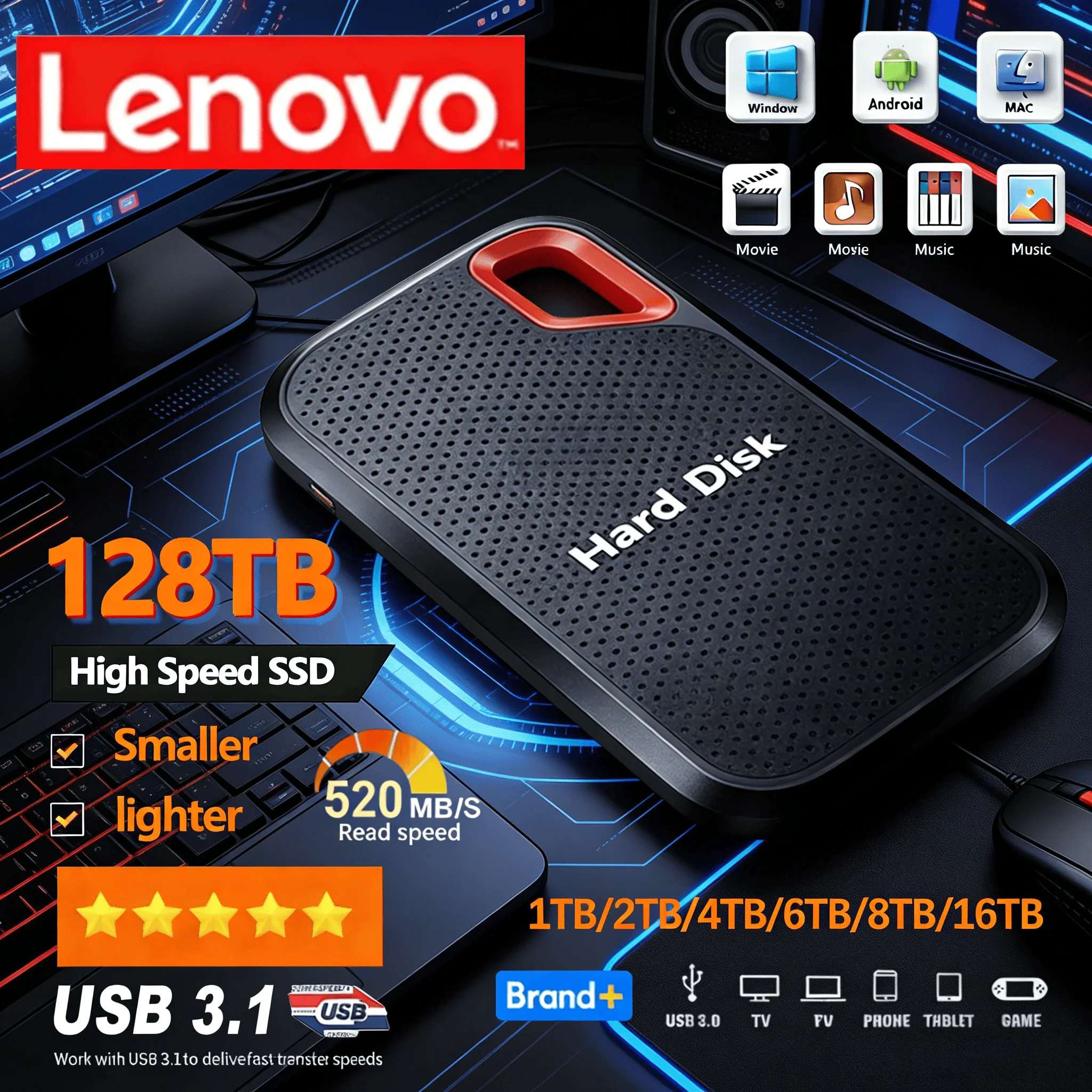 Новый внешний твердотельный накопитель Lenovo E61 2 ТБ, 6 ТБ, 8 ТБ, 256 ТБ USB 3.1 для ноутбуков, PS5, мобильных устройств, внешний жесткий диск HDD, накопители для хранения данных
Новый внешний твердотельный накопитель Lenovo E61 2 ТБ, 6 ТБ, 8 ТБ, 256 ТБ USB 3.1 для ноутбуков, PS5, мобильных устройств, внешний жесткий диск HDD, накопители для хранения данных