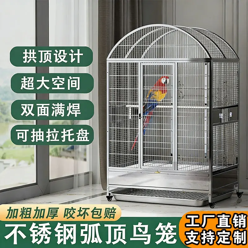 304 stainless steel bird cage large circular curved top cage European arched parrot cage small medium large breeding household
304 stainless steel bird cage large circular curved top cage European arched parrot cage small medium large breeding household