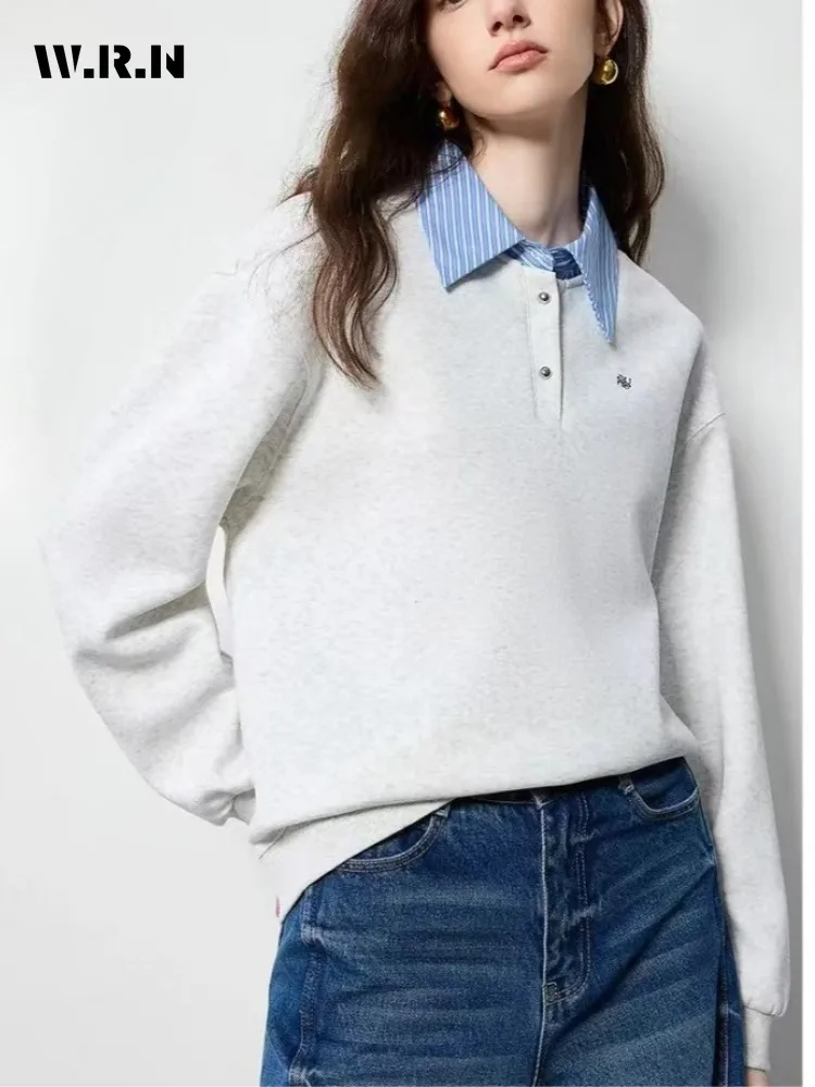 Women's Casual Fake Two Piece Long Sleeve Turn Down Collar T-Shirts 2025 Spring Korean Fashion Chic Style Tees Office Lady Tops
Women's Casual Fake Two Piece Long Sleeve Turn Down Collar T-Shirts 2025 Spring Korean Fashion Chic Style Tees Office Lady Tops