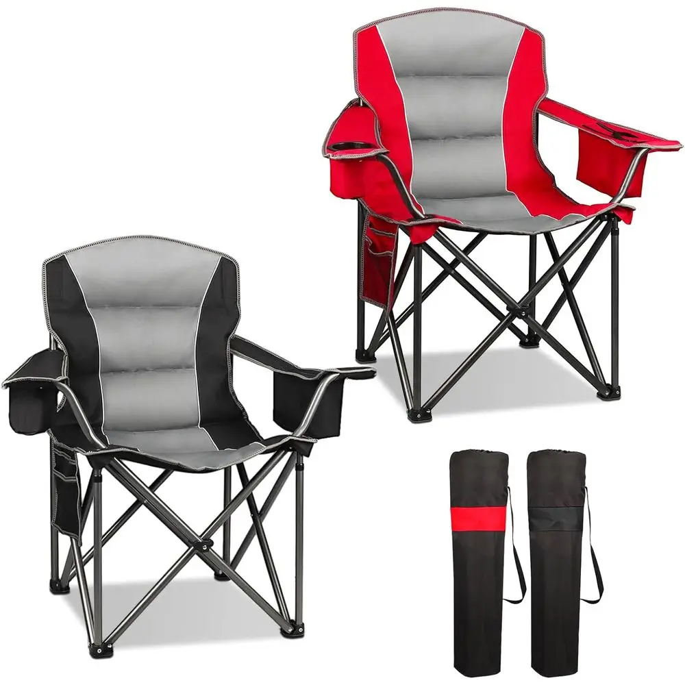Oversized Padded Folding Chairs with Cooler Bag & Cup Holder, 400 lbs Capacity, Ideal for Outdoors, Fishing & Gardening (Red & B
Oversized Padded Folding Chairs with Cooler Bag & Cup Holder, 400 lbs Capacity, Ideal for Outdoors, Fishing & Gardening (Red & B