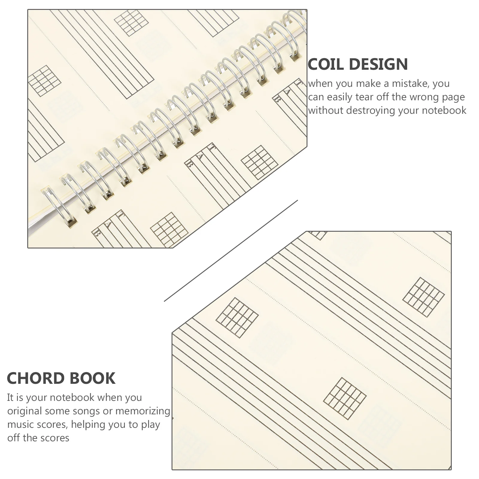 Guitar Sheet Music Notebook Printed Six-Line Chord Scores Portable Coil Design Lightweight Music Book for Guitar Beginners Gift
Guitar Sheet Music Notebook Printed Six-Line Chord Scores Portable Coil Design Lightweight Music Book for Guitar Beginners Gift