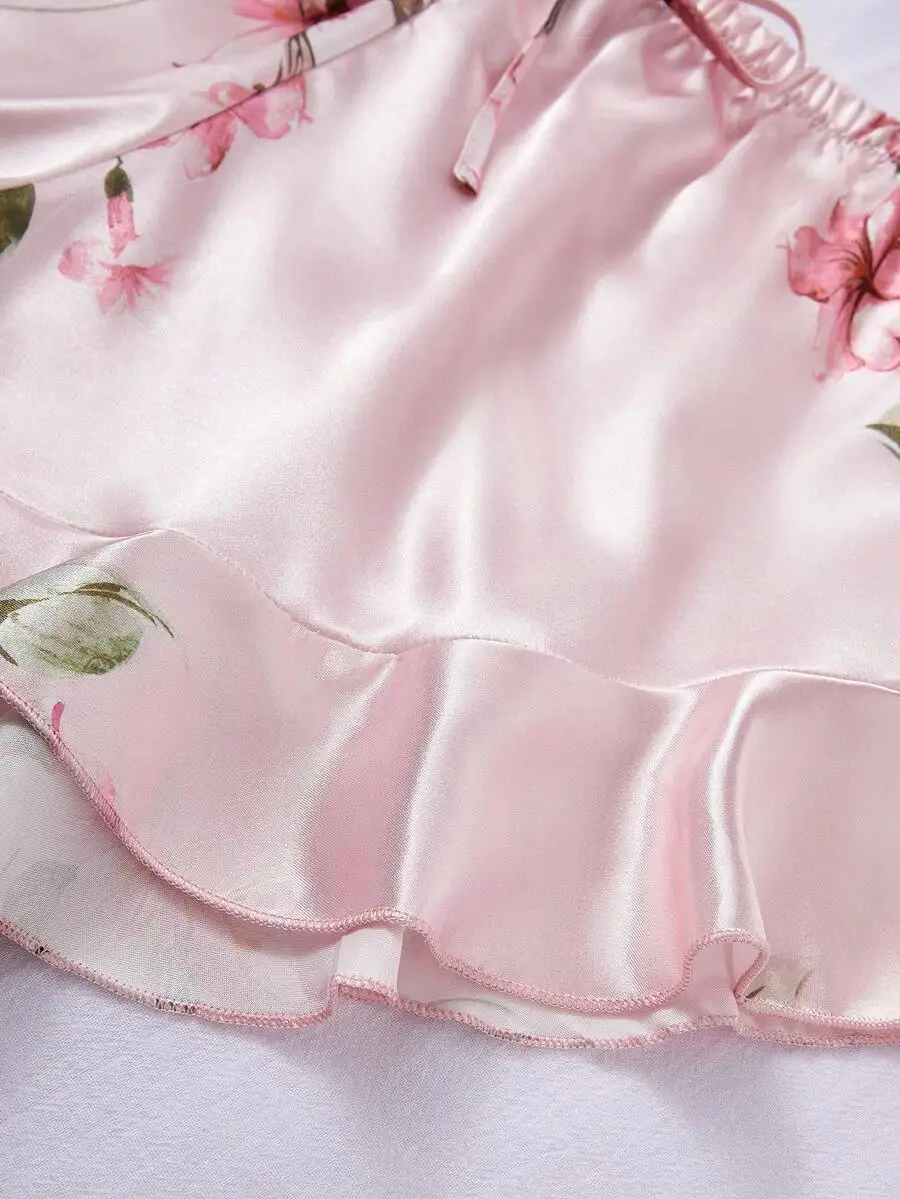 5pcs Floral Print Faux Silk Women Pajama Set Sleepwear
5pcs Floral Print Faux Silk Women Pajama Set Sleepwear