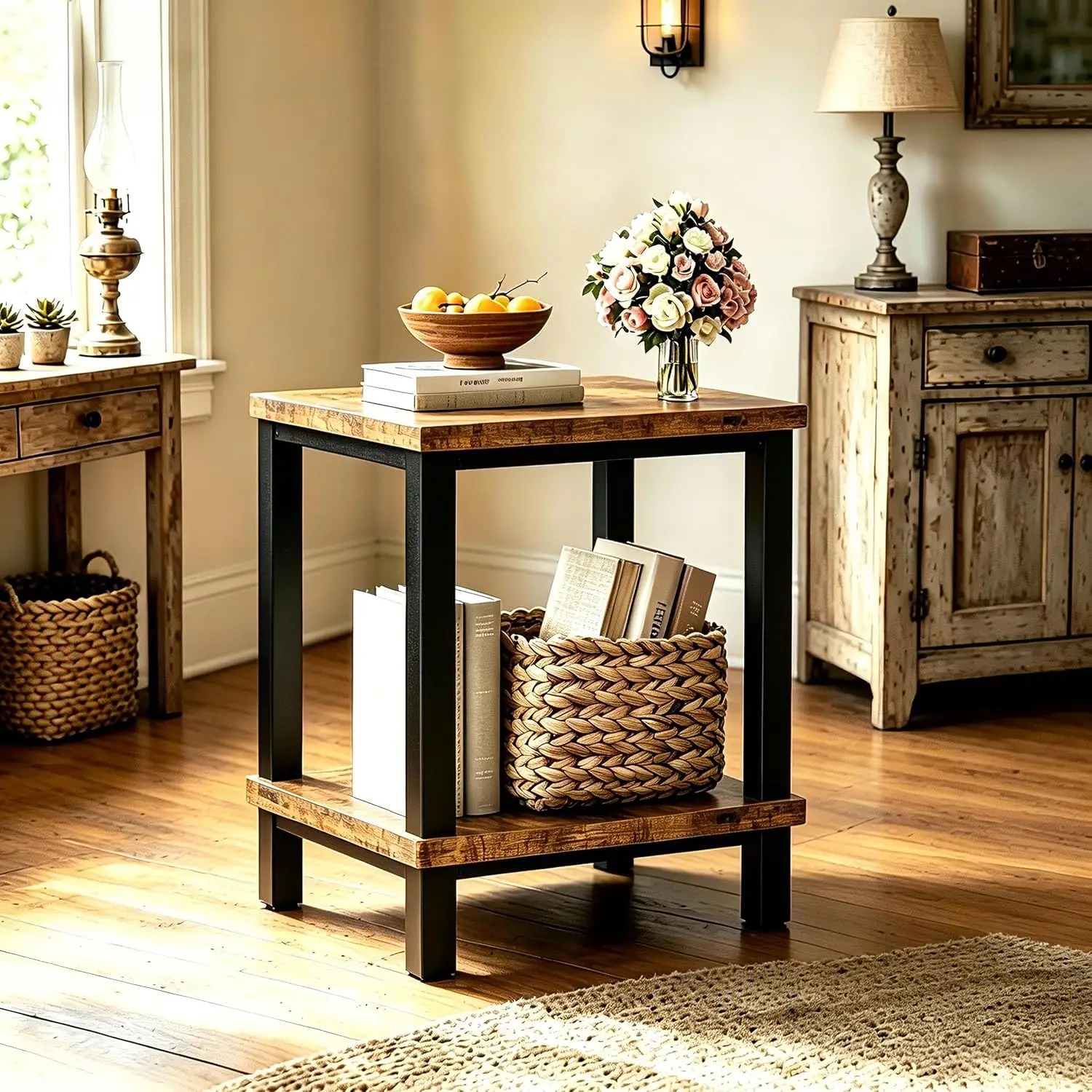 Large 20-Inch Industrial Square End Table with 2-Tier Storage Shelf, Modern Sofa Table and Nightstand in Rustic Brown for Living Room Bedroom
Large 20-Inch Industrial Square End Table with 2-Tier Storage Shelf, Modern Sofa Table and Nightstand in Rustic Brown for Living Room Bedroom
