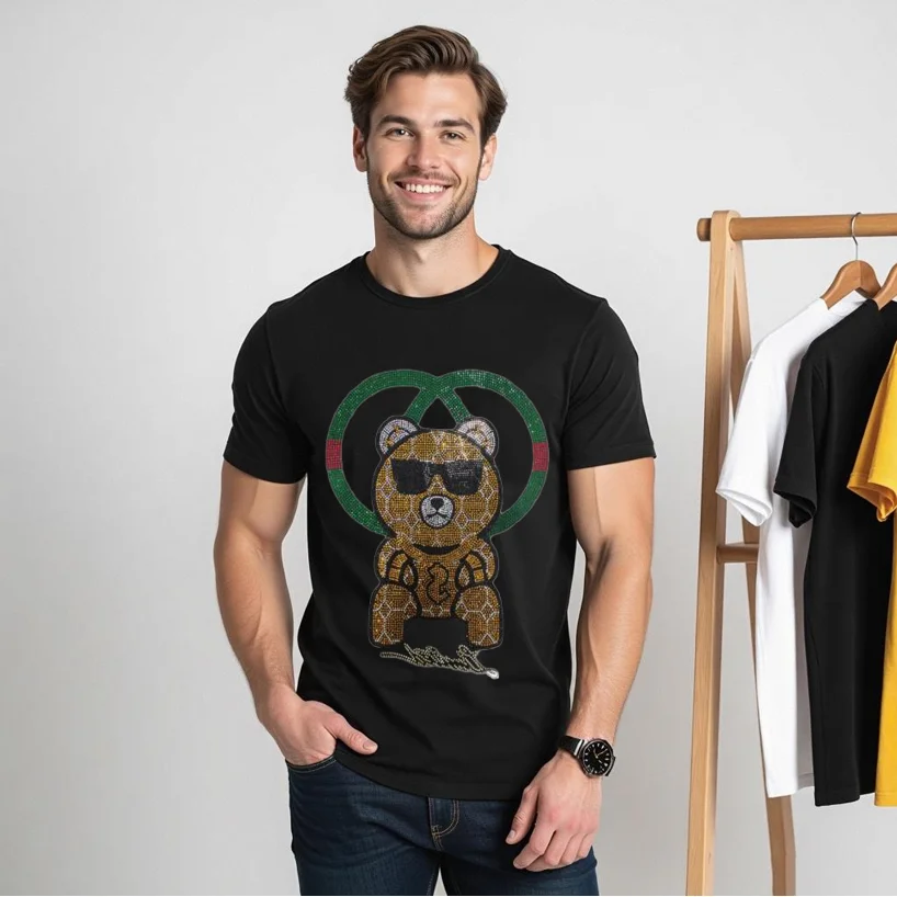 Summber Elegant Rhinestone Knitted PLEIN ALI Tee Men's Slim Fit Round Neck Short Sleeve for Men
Summber Elegant Rhinestone Knitted PLEIN ALI Tee Men's Slim Fit Round Neck Short Sleeve for Men