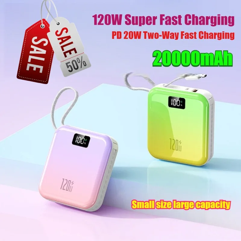 22.5W 20000mAh Power Bank with 3C Certification Built-in Cable Gradient Design Mini Portable Charger
22.5W 20000mAh Power Bank with 3C Certification Built-in Cable Gradient Design Mini Portable Charger