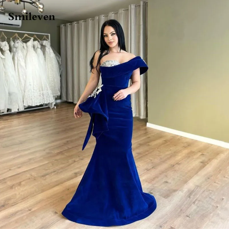 Smileven Royal Blue Mermaid Evening Dresses Velvet Off The Shoulder Saudi Arabic Prom Dress Elegant Formal Occasion Dresses
Smileven Royal Blue Mermaid Evening Dresses Velvet Off The Shoulder Saudi Arabic Prom Dress Elegant Formal Occasion Dresses