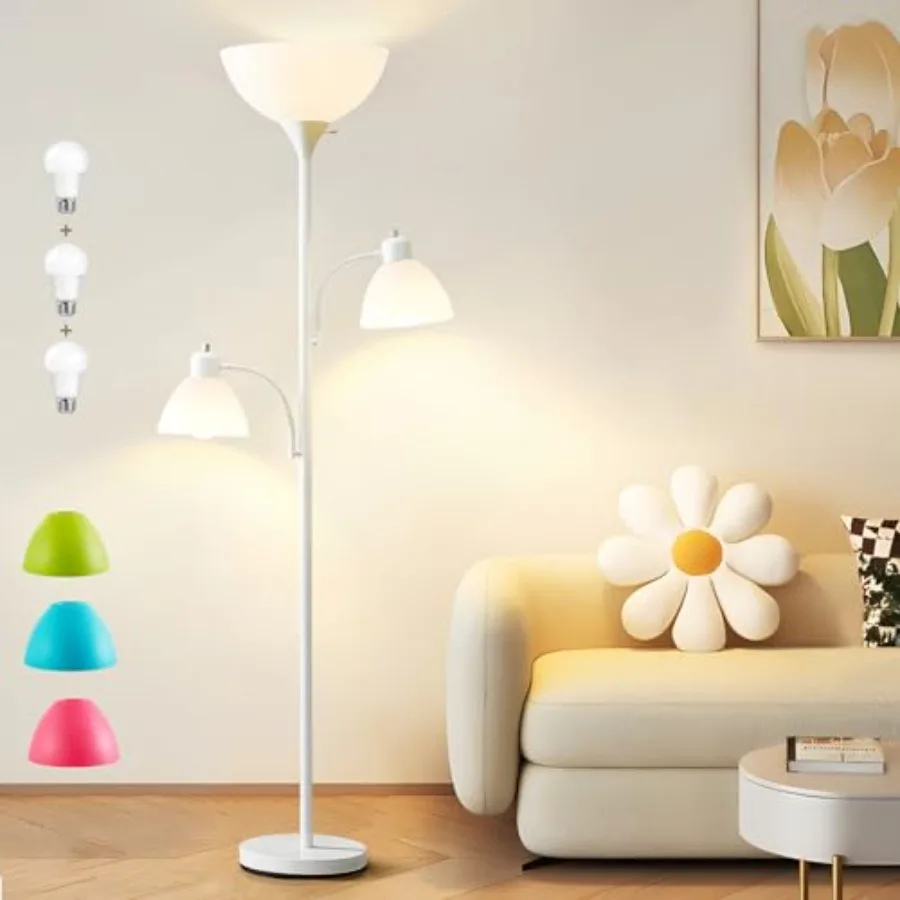 Floor Lamp, 72" Tall Standing Floor Lamp with 5 Replace Lampshades, Torchiere Lamps with 8W Adjustable Reading Lights, Floor La
Floor Lamp, 72" Tall Standing Floor Lamp with 5 Replace Lampshades, Torchiere Lamps with 8W Adjustable Reading Lights, Floor La