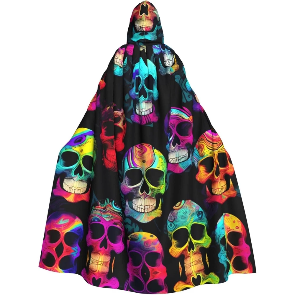 Colored Skull Prints Hooded Cloak for Halloween, Role-playing, and Costume Parties - Comfortable and Durable
Colored Skull Prints Hooded Cloak for Halloween, Role-playing, and Costume Parties - Comfortable and Durable
