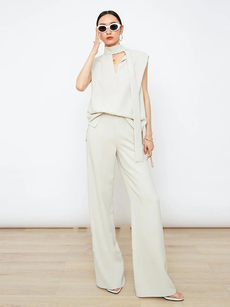Spring Diagonal Temperament Outfit Autumn Women Sleeveless Pullover Top+High Waist Straight Casual Pants Two Piece Set Female
Spring Diagonal Temperament Outfit Autumn Women Sleeveless Pullover Top+High Waist Straight Casual Pants Two Piece Set Female