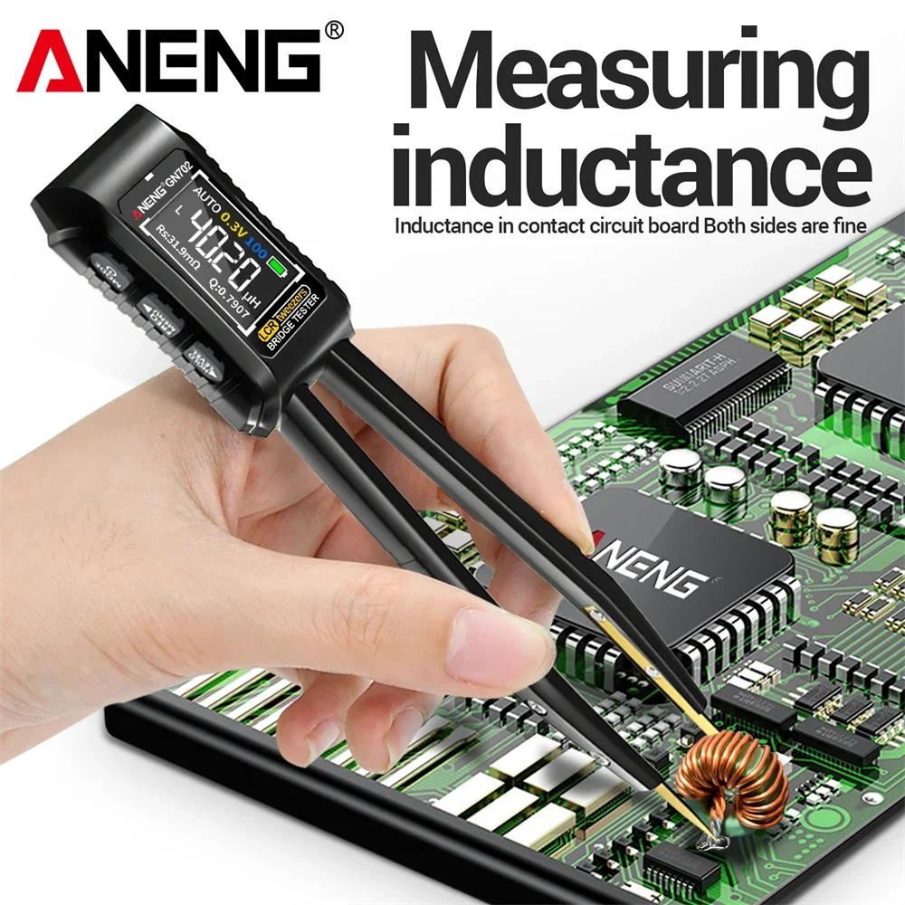 ANENG GN702 Rechargeable Professional Smart Bridge Tweezer LCR SMD Tester Inductance Voltage Capacitors Measurabe Detection Tool
ANENG GN702 Rechargeable Professional Smart Bridge Tweezer LCR SMD Tester Inductance Voltage Capacitors Measurabe Detection Tool