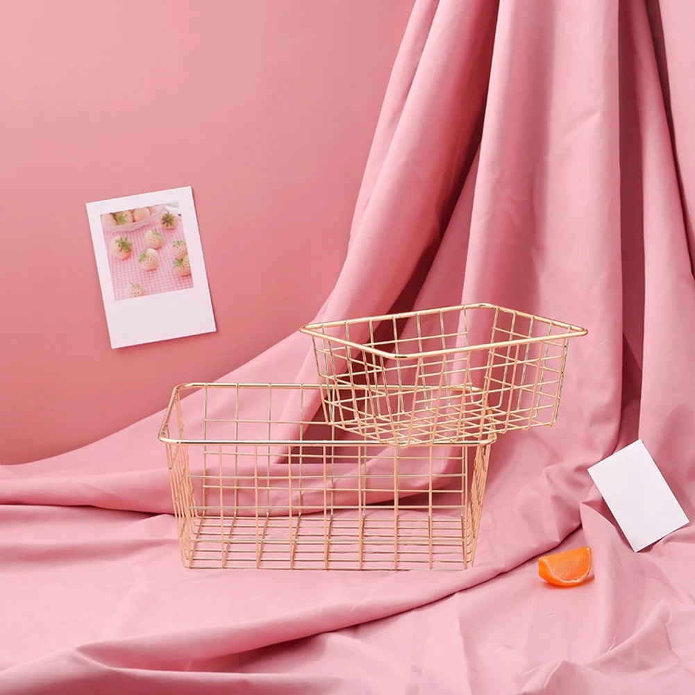 Practical Storage Basket Solid Color Household Iron Basket Storage Box Bedroom Bathroom Gold S
Practical Storage Basket Solid Color Household Iron Basket Storage Box Bedroom Bathroom Gold S