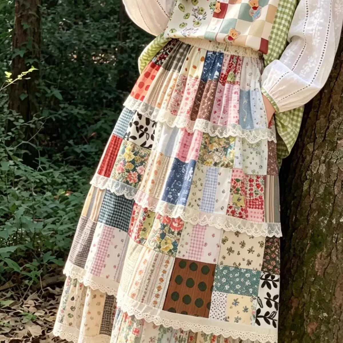 Vintage Patchwork Spring Autumn Cotton Long Skirt Japanese Kawaii Embroidery Casual High Waist Loose A-Line Skirt Faldas Mujer
Vintage Patchwork Spring Autumn Cotton Long Skirt Japanese Kawaii Embroidery Casual High Waist Loose A-Line Skirt Faldas Mujer
