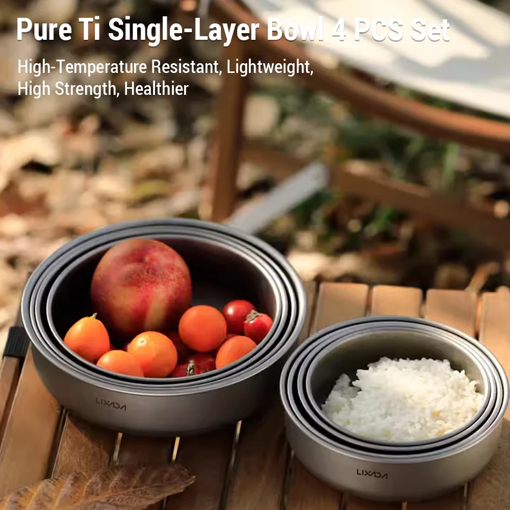 S/L Metal Mixing Bowl Set Ultralight Compact Collapsible Backpacking Gear Pure Ti Single-Layer 4-Piece Camping Bowl Set
S/L Metal Mixing Bowl Set Ultralight Compact Collapsible Backpacking Gear Pure Ti Single-Layer 4-Piece Camping Bowl Set