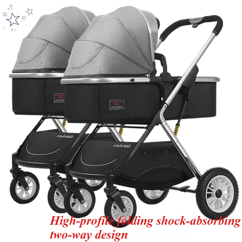 Twin strollers can sit and lie down High landscape Lightweight folding
Twin strollers can sit and lie down High landscape Lightweight folding
