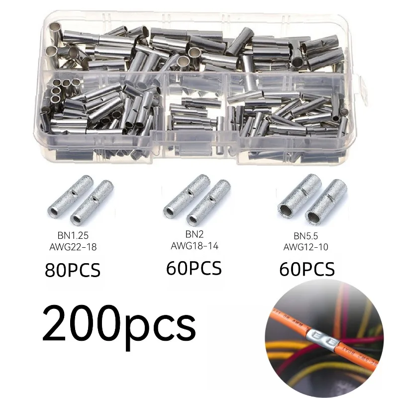 200pcs Boxed BN Copper Tube Non Insulated Sleeve Bare Terminal Crimping Terminal Wire Copper Crimping Connector Sleeve
200pcs Boxed BN Copper Tube Non Insulated Sleeve Bare Terminal Crimping Terminal Wire Copper Crimping Connector Sleeve
