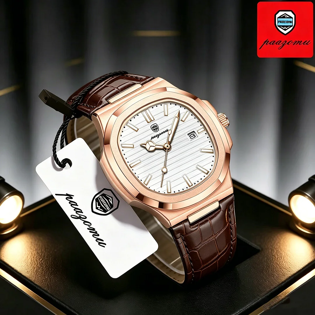 PAAZOMU Top Luxury Square Man Watch High Quality Leather Quartz Wristwatch Date Waterproof Luminous Nice Holiday Gift+Box Reloj
PAAZOMU Top Luxury Square Man Watch High Quality Leather Quartz Wristwatch Date Waterproof Luminous Nice Holiday Gift+Box Reloj