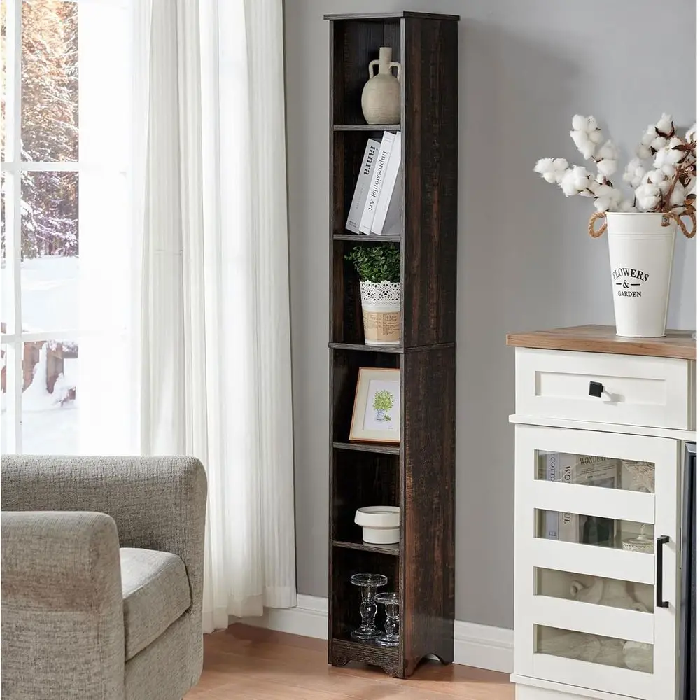 6-Tier Slim Standing Bookcase for Media and Book Storage, Ideal for Home Office and Living Room (Antique Black)
6-Tier Slim Standing Bookcase for Media and Book Storage, Ideal for Home Office and Living Room (Antique Black)