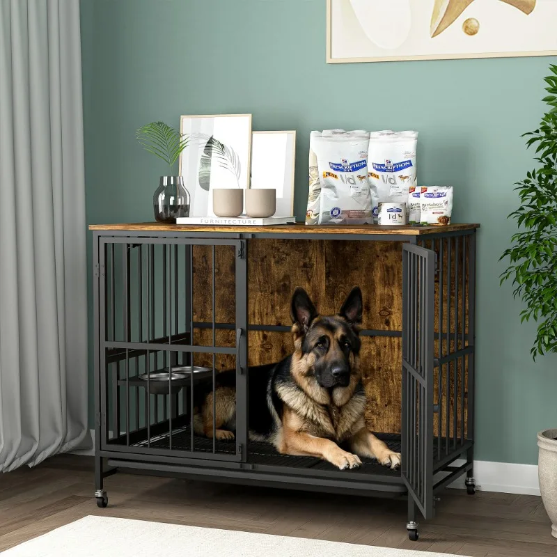 Dog crate furniture Multi Purpose Rremovable Ttray Double Door Dog House lift Panel Rotation Adjustable Feeding Bowls(Brown)
Dog crate furniture Multi Purpose Rremovable Ttray Double Door Dog House lift Panel Rotation Adjustable Feeding Bowls(Brown)