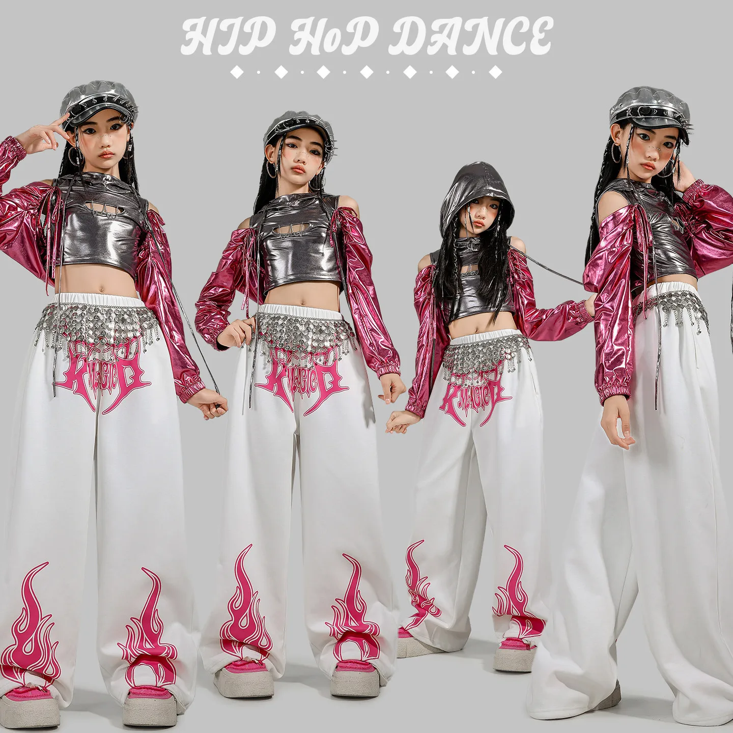 K-pop современный укороченный топ с капюшоном для девочек, белые штаны-карго, детские комплекты уличной одежды в стиле джаз, детские групповые костюмы в стиле хип-хоп для девочек
K-pop современный укороченный топ с капюшоном для девочек, белые штаны-карго, детские комплекты уличной одежды в стиле джаз, детские групповые костюмы в стиле хип-хоп для девочек