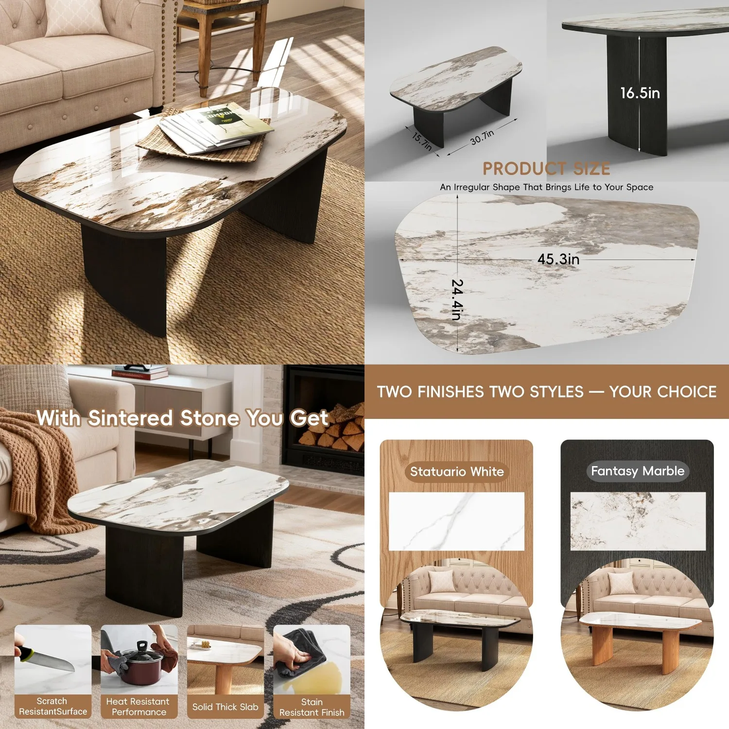 Marble Coffee Table Sintered Stone Top Wood Look Base Modern Living Room Furniture Sculptural Center Table Customized
Marble Coffee Table Sintered Stone Top Wood Look Base Modern Living Room Furniture Sculptural Center Table Customized