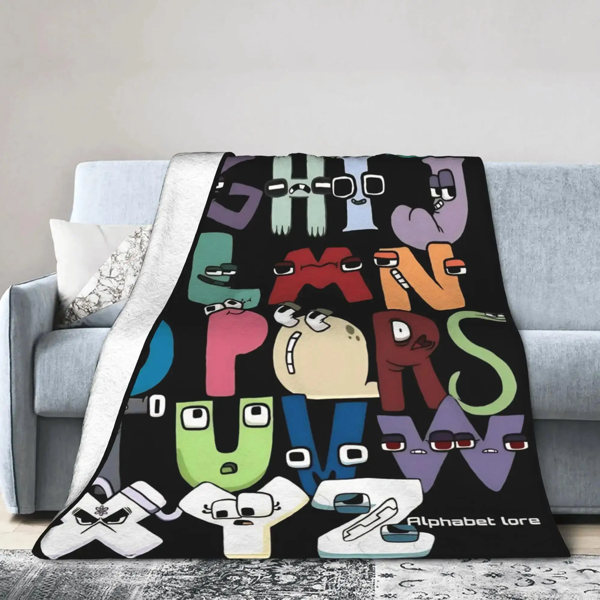 Alphabet Lore English Cartoon Villain Letters Flannel Blanket Vintage Breathable Throw for Bed Spring Autumn Travel
Alphabet Lore English Cartoon Villain Letters Flannel Blanket Vintage Breathable Throw for Bed Spring Autumn Travel