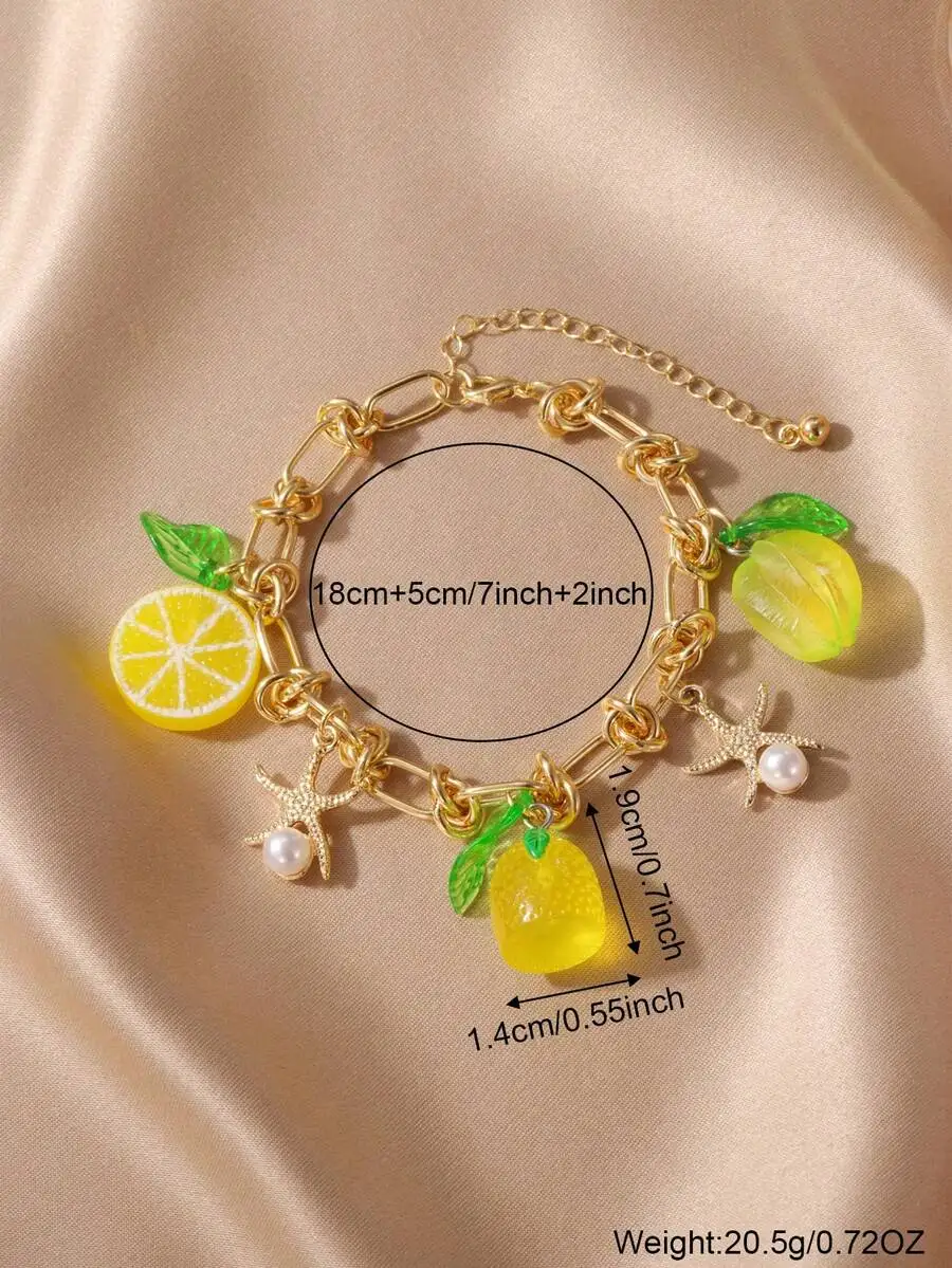 Lemon Starfish Charm Bracelet For Women Casual Vacation Jewelry
Lemon Starfish Charm Bracelet For Women Casual Vacation Jewelry