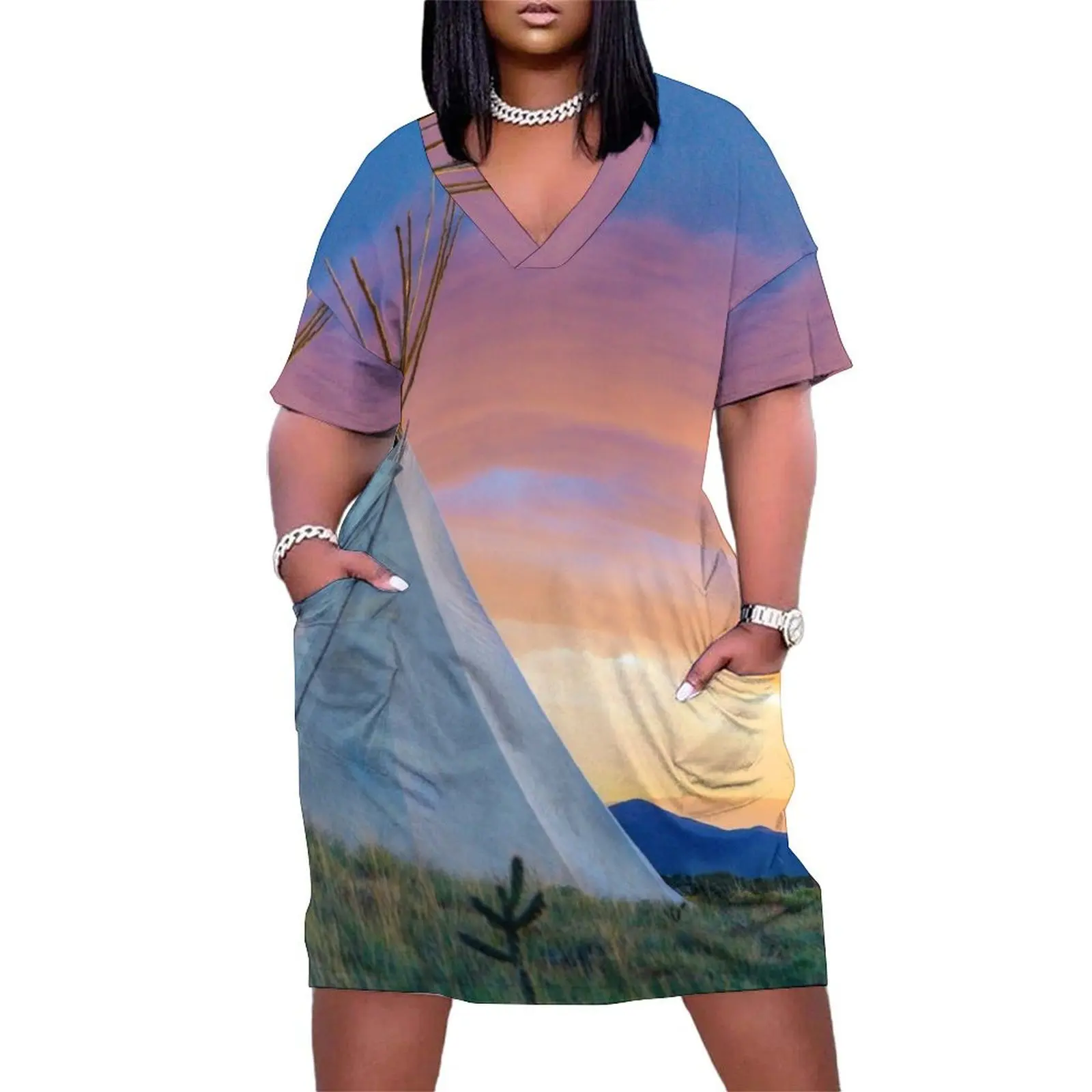 Dual Teepees With Southwest Sunset Loose Pocket Dress elegant women's dresses for wedding african dresses for woman
Dual Teepees With Southwest Sunset Loose Pocket Dress elegant women's dresses for wedding african dresses for woman