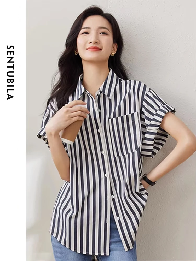 SENTUBILA Women's Button Down Striped Shirt 2024 Summer Lapel Short Sleeve Casual Loose Pocket Blouse Office Lady Top 132C50385
SENTUBILA Women's Button Down Striped Shirt 2024 Summer Lapel Short Sleeve Casual Loose Pocket Blouse Office Lady Top 132C50385