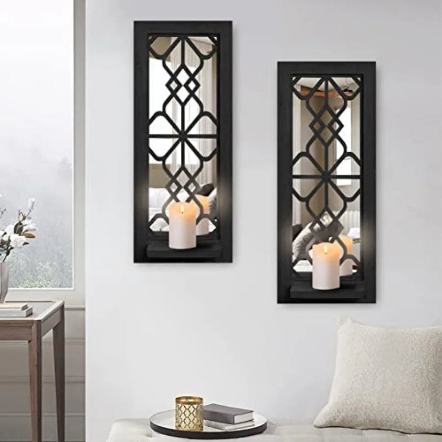 Wood Wall Sconce Candle Holder Set 2 Rustic Candle Sconces Farmhouse Hangg Wall Décor Carved Wood Frame Mirrored Wall Accent
Wood Wall Sconce Candle Holder Set 2 Rustic Candle Sconces Farmhouse Hangg Wall Décor Carved Wood Frame Mirrored Wall Accent