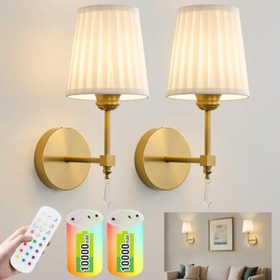 Battery Operated Wall Sconce Set of 2, 10000 Mah Rechargeable Wall Sconces Dimmable 12 RGBS, Remote Wireless Sconces, Sconces W
Battery Operated Wall Sconce Set of 2, 10000 Mah Rechargeable Wall Sconces Dimmable 12 RGBS, Remote Wireless Sconces, Sconces W
