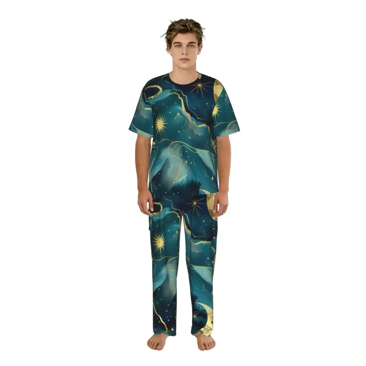 Sleepwear Summer Spring Home Clothes Seamless Pattern With Moon Stars Constellations And Clouds Short Sleeve Long Pant Nightwear
Sleepwear Summer Spring Home Clothes Seamless Pattern With Moon Stars Constellations And Clouds Short Sleeve Long Pant Nightwear