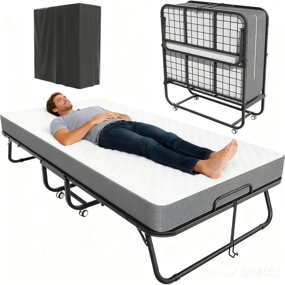 Pataku olding Bed with Mattr, Twin oldable Bed, Roll Away Beds or Adults, 75" x 31" Roll Away Portable Beds with 5" Mattr, olded
Pataku olding Bed with Mattr, Twin oldable Bed, Roll Away Beds or Adults, 75" x 31" Roll Away Portable Beds with 5" Mattr, olded