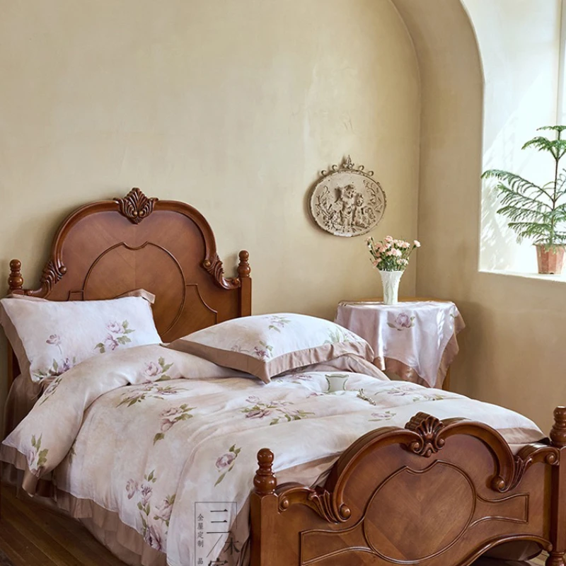 Princess bed French medieval carved flower children's bed furniture factory
Princess bed French medieval carved flower children's bed furniture factory
