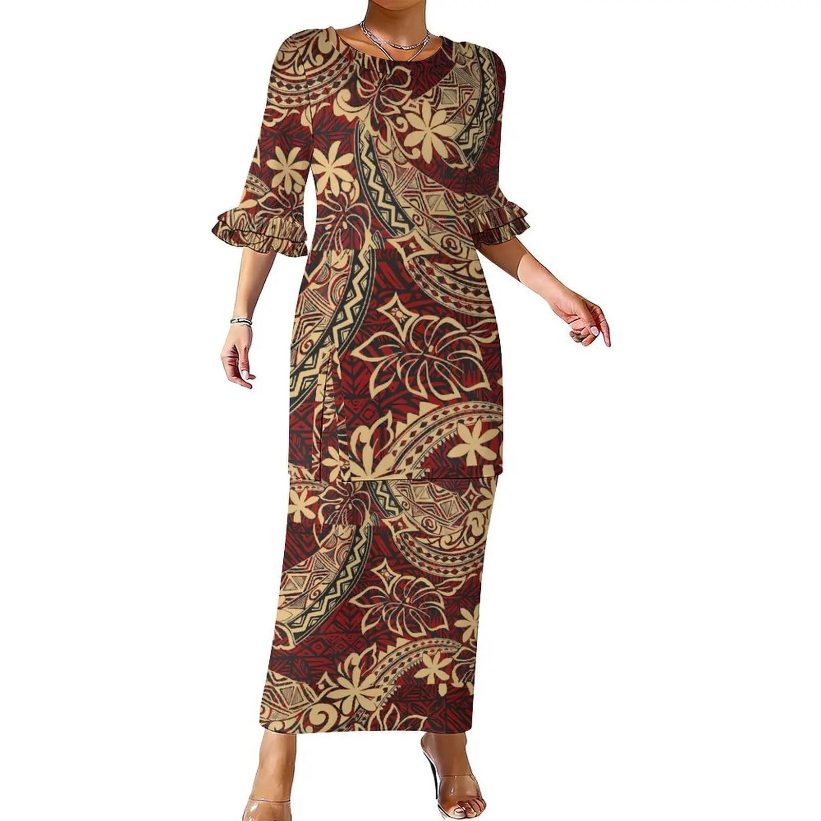 2026 New Polynesian Women'S Custom Printed Double-Layered Lotus Sleeve A-Line Waist-Contouring Design Puletasi Set Dress
2026 New Polynesian Women'S Custom Printed Double-Layered Lotus Sleeve A-Line Waist-Contouring Design Puletasi Set Dress