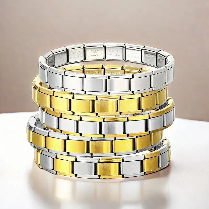 Italian Charm Link Stainless Steel Golden Bracelet for Woman Men DIY Making 9mm Bead Silver Color Retro Bangle Jewelry Wholesale
Italian Charm Link Stainless Steel Golden Bracelet for Woman Men DIY Making 9mm Bead Silver Color Retro Bangle Jewelry Wholesale