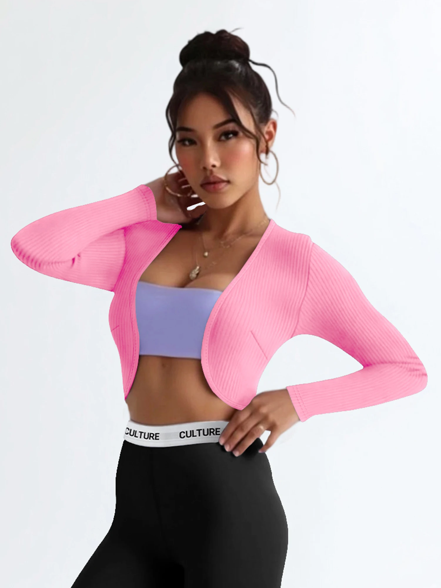 Укороченный кардиган Slim Fit из эластичной ребристой ткани с длинными рукавами для женщин: модный топ-накидка для вечеринок, клубов и уличного стиля
Укороченный кардиган Slim Fit из эластичной ребристой ткани с длинными рукавами для женщин: модный топ-накидка для вечеринок, клубов и уличного стиля