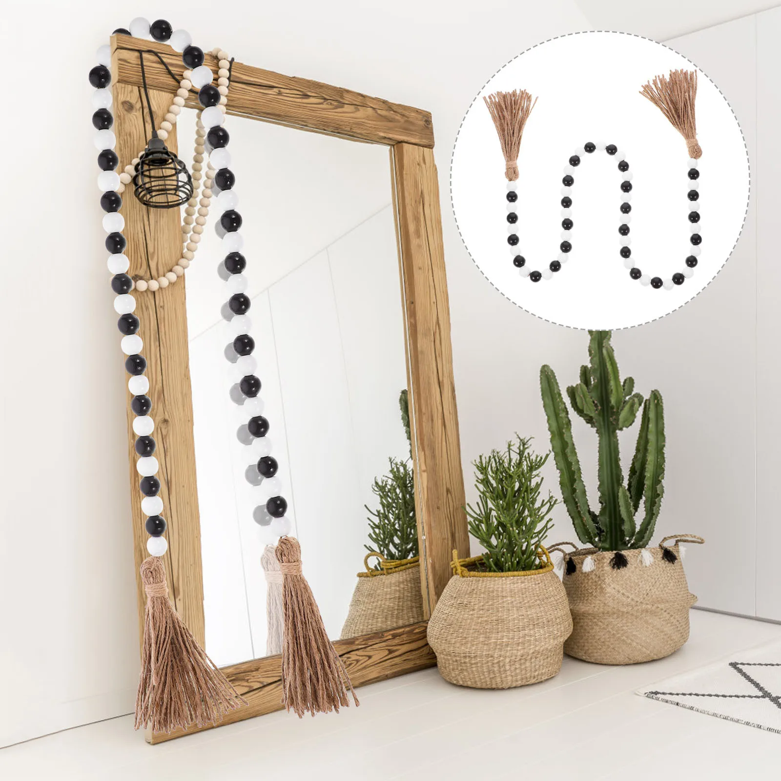 Wooden Beaded Garland Rustic Style Beads Tassel Wall Hanging Decor Home Party Decoration Wood Bead Pendant Home Hanging 
Wooden Beaded Garland Rustic Style Beads Tassel Wall Hanging Decor Home Party Decoration Wood Bead Pendant Home Hanging