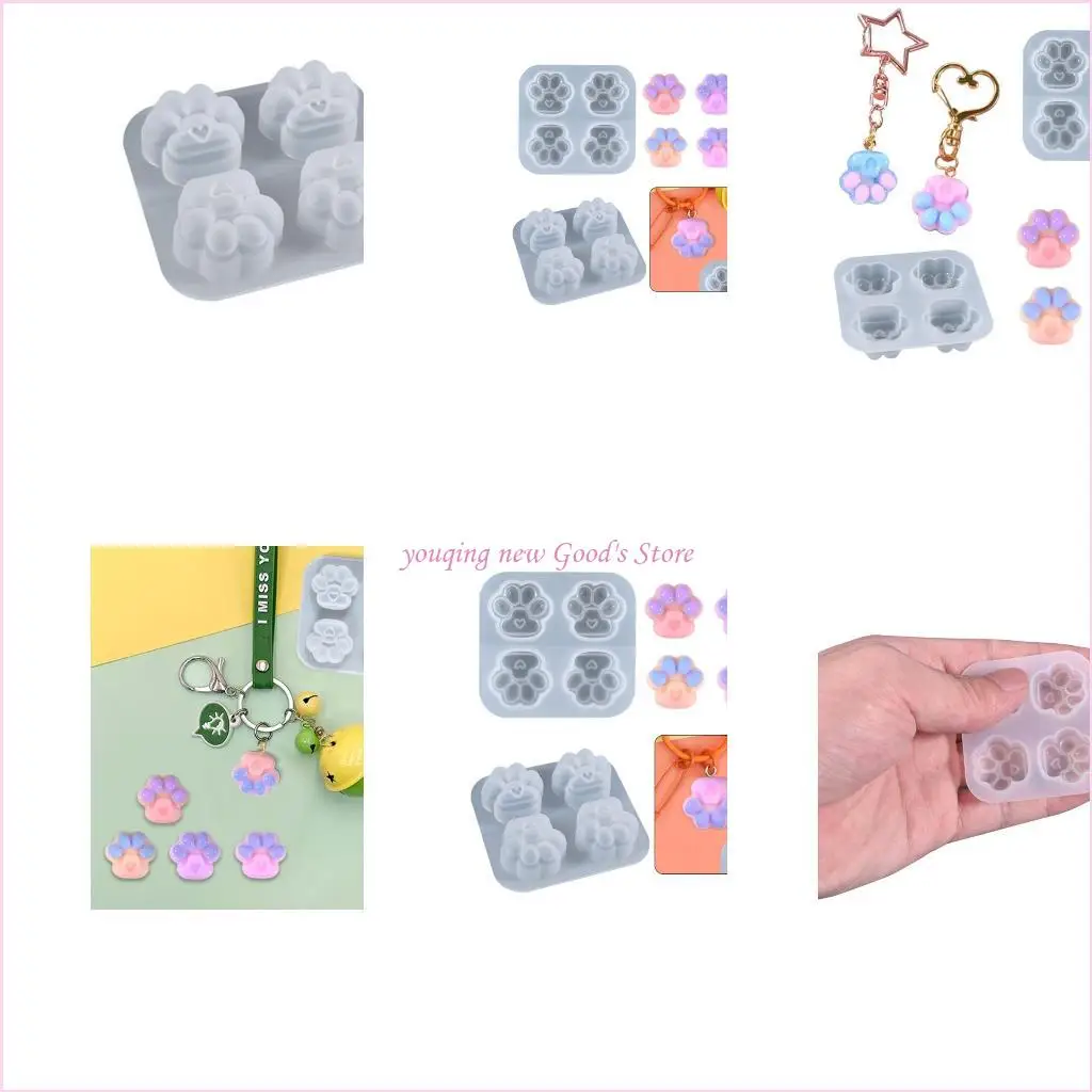 57QA Love for Cat Paws Silicone Mold with Hole Keyring Pendant Handmade Mold for Gift
57QA Love for Cat Paws Silicone Mold with Hole Keyring Pendant Handmade Mold for Gift