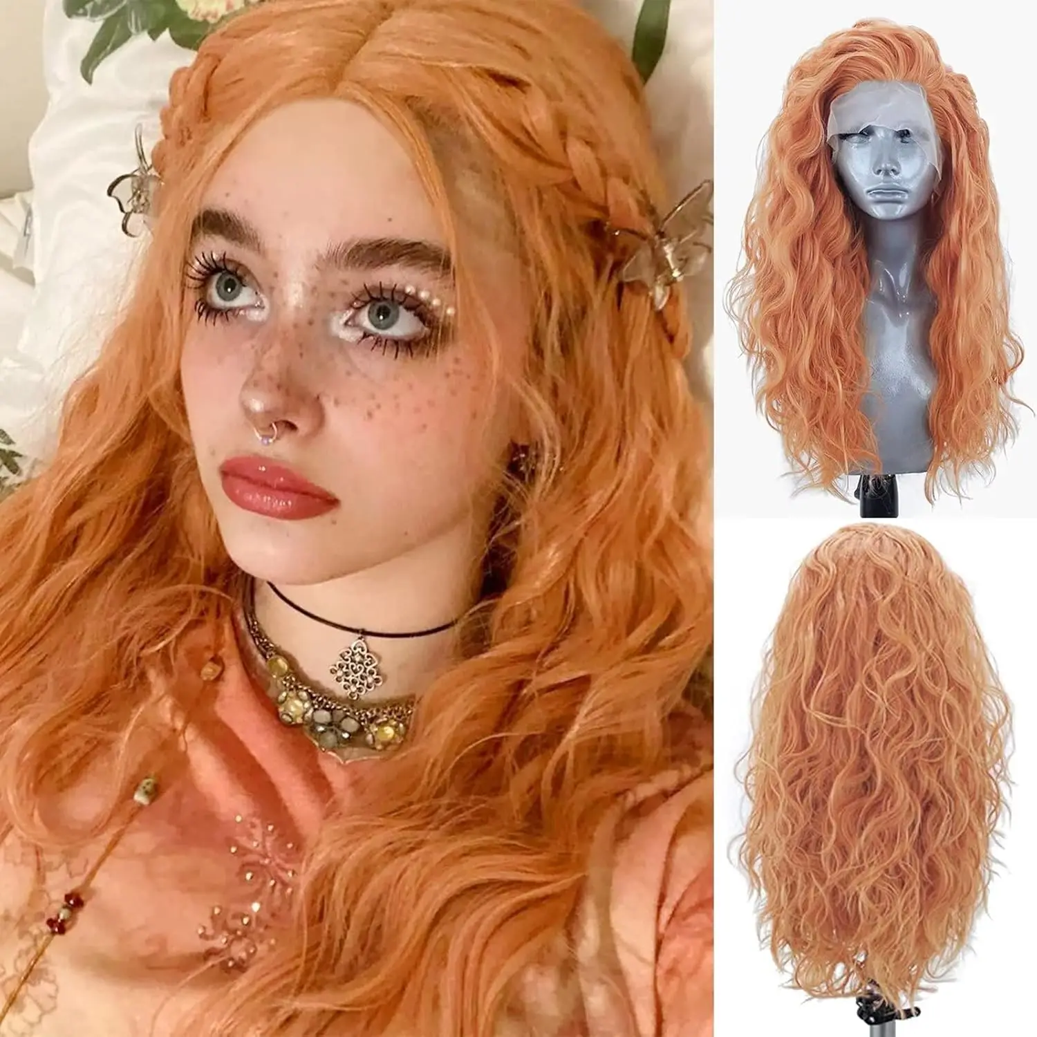 Light Orange Wig Long Loose Curl Wig 13x4 Synthetic Lace Front Wigs for Women Natural Wave Wig Heat Resistant cosplay Daily Wear
Light Orange Wig Long Loose Curl Wig 13x4 Synthetic Lace Front Wigs for Women Natural Wave Wig Heat Resistant cosplay Daily Wear