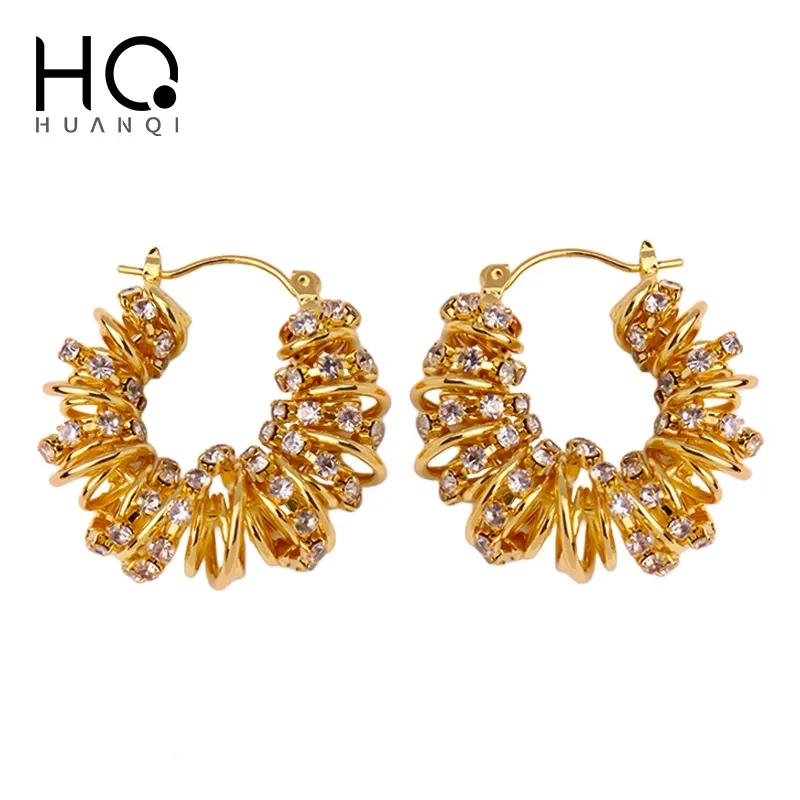 HUANQI Fashion Multi-layer Twist Rhinestone Metal Ear Buckle for Women Gold Color Personality Charm Earring Jewelry
HUANQI Fashion Multi-layer Twist Rhinestone Metal Ear Buckle for Women Gold Color Personality Charm Earring Jewelry